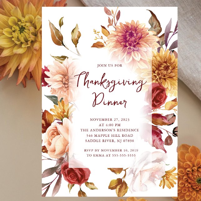 Modern Autumn Trees Thanksgiving Invitation (Creator Uploaded)