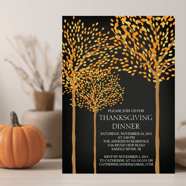 Modern Autumn Trees Thanksgiving Invitation (Creator Uploaded)