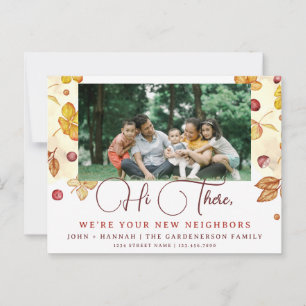 Modern Autumn Watercolor New Neighbour Postcard