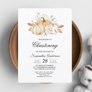 Modern Autumn Watercolor Pumpkins & Flowers Invitation