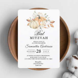 Modern Autumn Watercolor Pumpkins & Flowers  Invitation