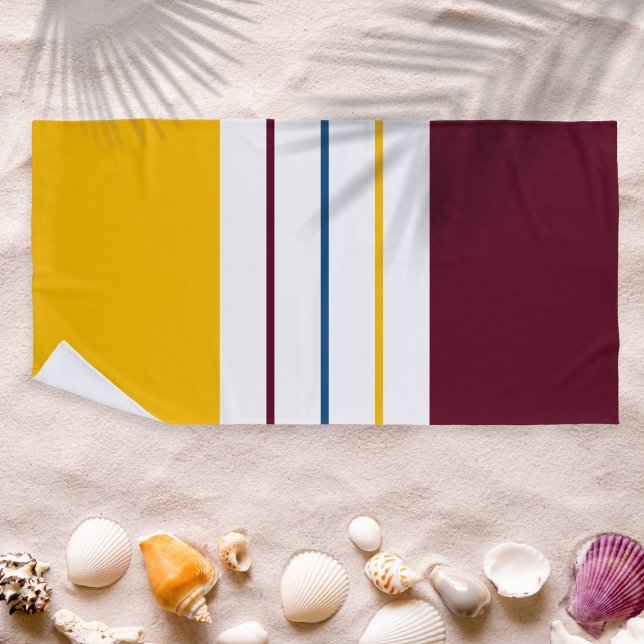 Modern Autumnal Mulberry Amber Stripes Beach Towel (Creator Uploaded)