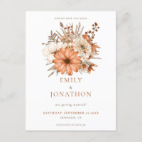 Modern Autumnal Watercolor Florals Save The Date