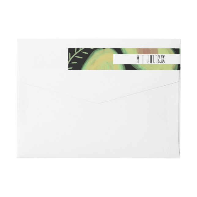 Modern Avocado Gouache Wedding Logo Wrap Around Label (Back)