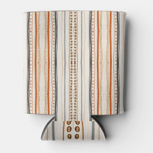 Modern Aztec Orange Ikat Wallpaper Can Cooler