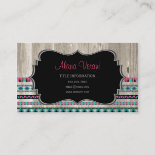 Modern Aztec Pattern on Wood Business Card
