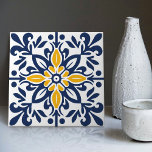 Modern Azulejo Blue Yellow Portuguese Lisbon Ceramic Tile<br><div class="desc">Indigo Azulejo Blue Portuguese Lisbon decorative ceramic tiles are a beautiful and unique addition to any home. A high-quality product with a timeless aesthetic. The blue colour of the tiles is inspired by the indigo blue of Lisbon's famous azulejo tiles, adding a touch of history and culture to your space....</div>