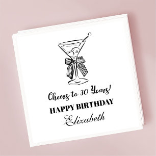 Modern B&W Cheers to 30 years Birthday Napkin