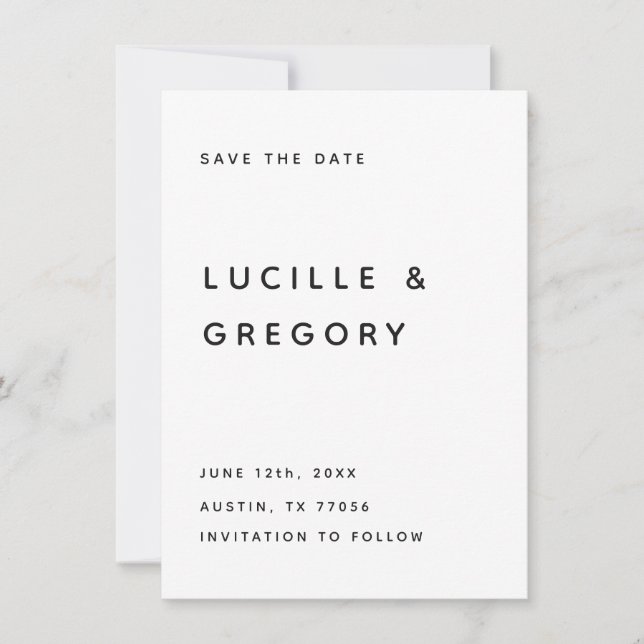 Modern B&W Editorial All Caps Save The Date (Front)