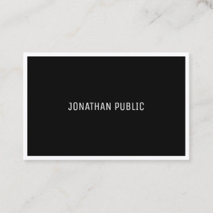 Modern B&W Elegant Black White Plain Simple Business Card