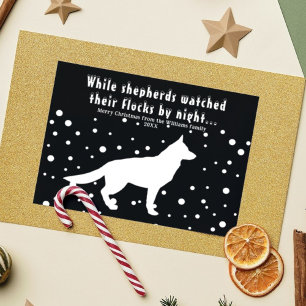 Modern B&W German Shepherd Christmas Greetings Holiday Postcard