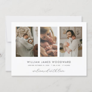Modern Baby 3 Photo Collage Birth Announcement