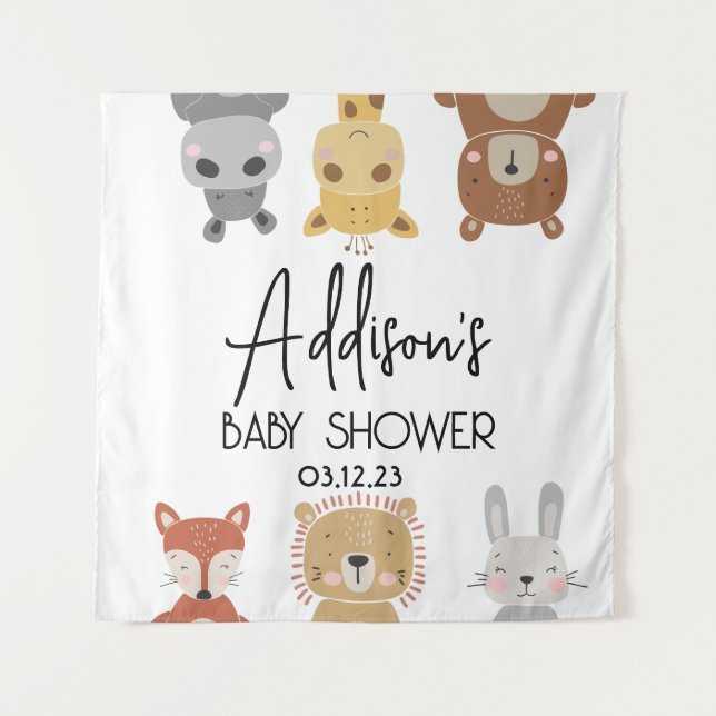 Modern Baby Animal Baby Shower poster Tapestry (Front)