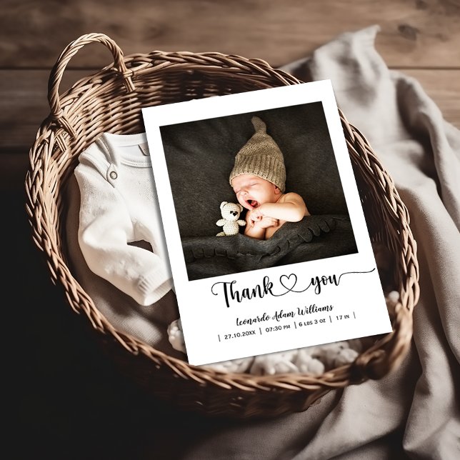 Modern Baby Birth Announcement Photo Thank  Postcard (Creator Uploaded)