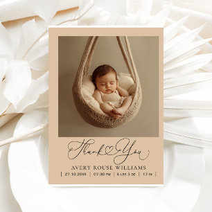 Modern Baby Birth Announcement Photo Thank Postcard
