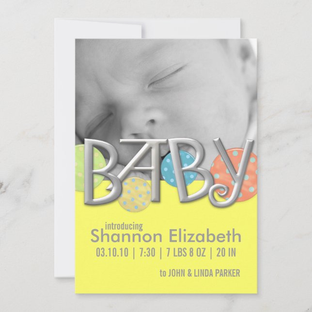 Modern Baby Birth Announcements (Front)