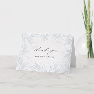 modern baby blue botanical thank you card