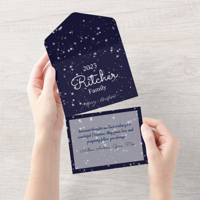 Modern Baby Blue Navy Christmas invite Celebration (Tearaway)