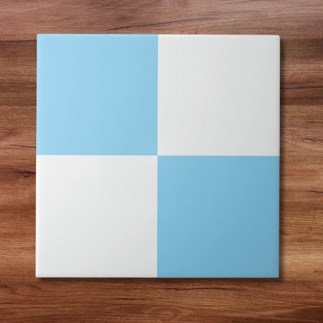 Modern Baby Blue White Chequered Ceramic Tile (Creator Uploaded)
