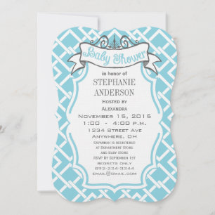 Modern Baby Boy Geometric Square Pattern Shower Invitation