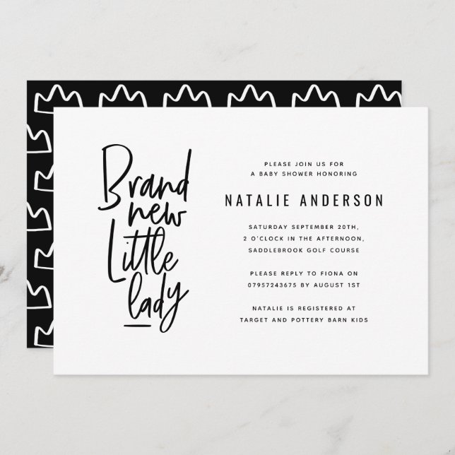 Modern baby boy shower party invitation (Front/Back)