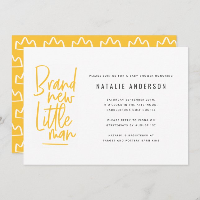 Modern baby boy shower party invitation (Front/Back)