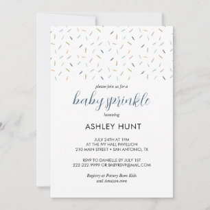 Modern Baby Boy Sprinkle Grey Blue Invitation
