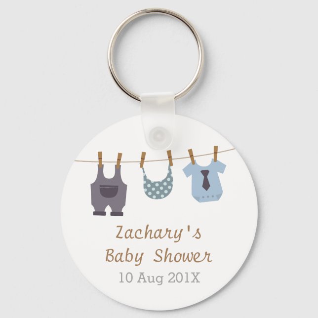 Modern Baby Clothes Baby Boy Shower Party Favours Key Ring (Front)