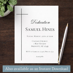 Modern Baby Dedication Invitation Cross Template