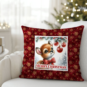 Modern Baby Deer Snowy Forest Kids Gift Christmas  Cushion