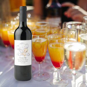 Modern Baby Elephant Baby Shower Wine Label