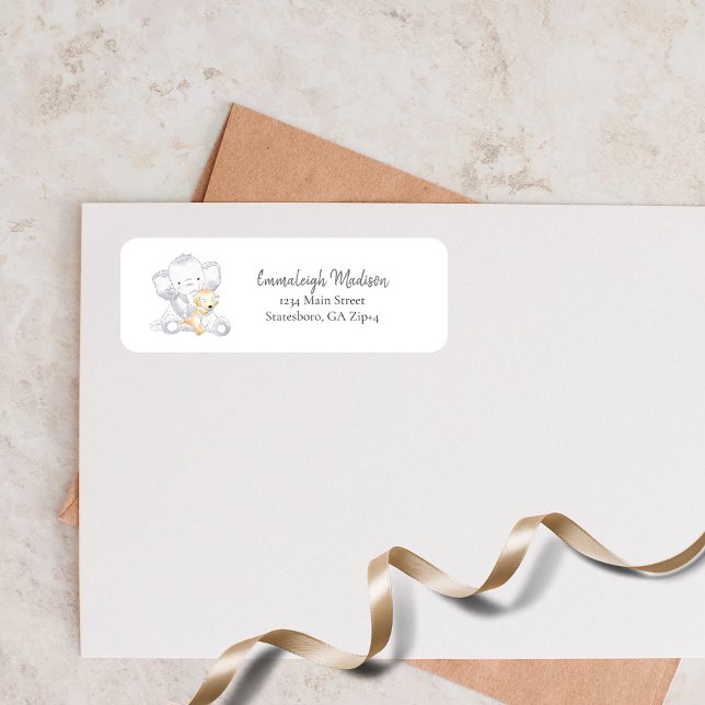 Modern Baby Elephant Return Address Label (Creator Uploaded)
