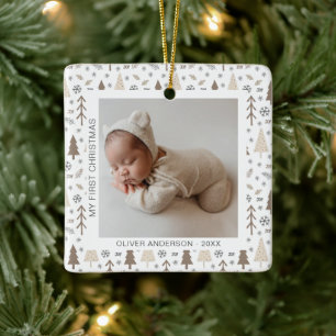Modern Baby First Christmas Ceramic Ornament