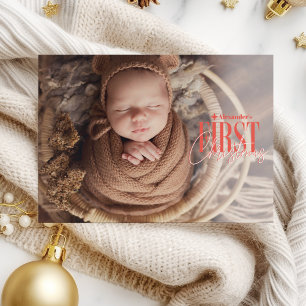 Modern Baby First Christmas Custom Photo Holiday Card