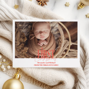 Modern Baby First Christmas Custom Photo Holiday Card