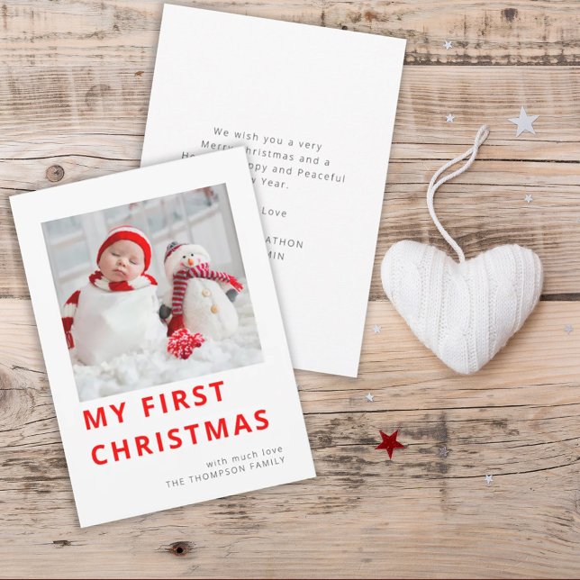 Modern Baby First Christmas Photo  Holiday Card (Creator Uploaded)