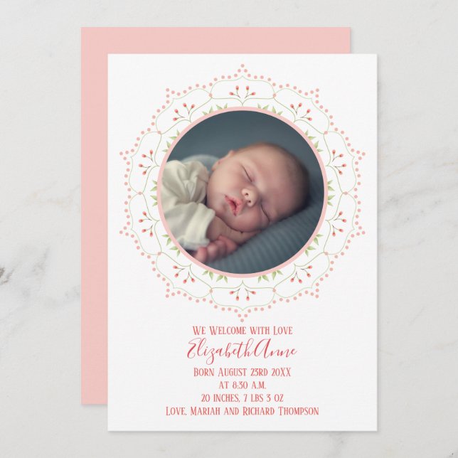 Modern Baby Girl Blush Pink Simple Elegant (Front/Back)