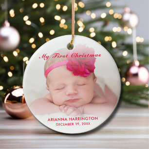 Modern Baby Girl My First Christmas Ornament Red