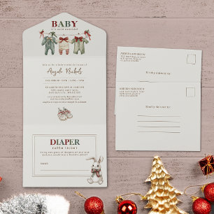 Modern Baby It's Cold Outside Winter Baby Shower  All In One Invitation