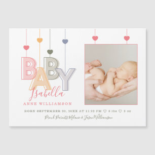 Modern Baby Letters Newborn Baby Girl Birth Photo