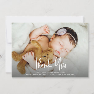 Modern Baby Newborn Girl Custom birth annoucement Thank You Card