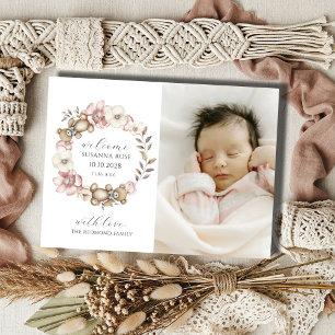 Modern Baby Photo Birth Announcement Postcard