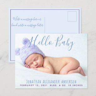 Modern Baby Photo Birth Announcement Postcard