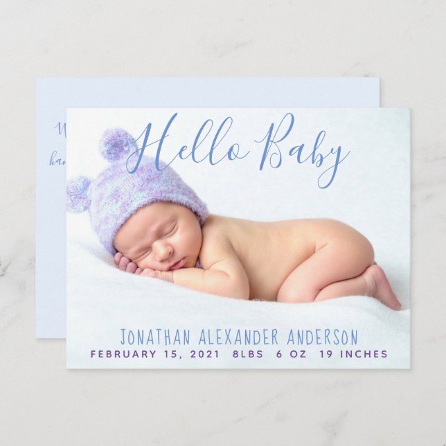 Modern Baby Photo Birth Announcement Postcard (Front/Back)