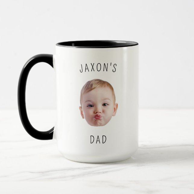 Modern Baby Photo Gift Christmas grandpa mummy Dad Mug (Left)