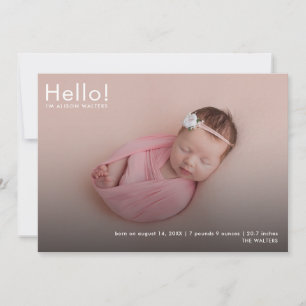 Modern Baby Photo Name Stats Birth Announcement