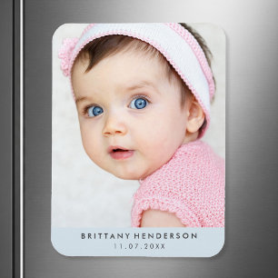 Modern Baby Photo   Pastel Blue Magnet