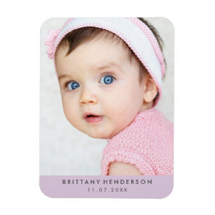 Modern Baby Photo Pastel Purple Magnet
