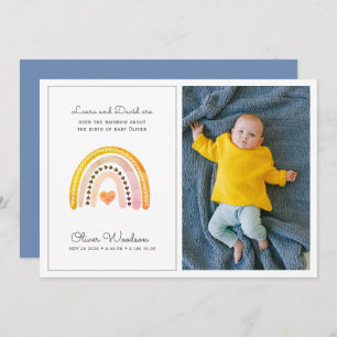 Modern Baby Photo Rainbow Birth Announcement