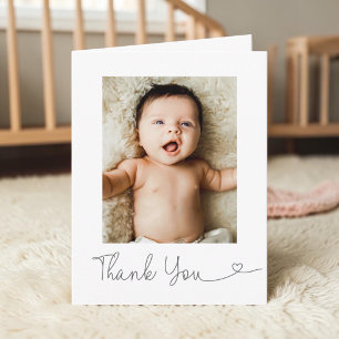 Modern Baby Photo Thank you Heart Baby shower Card